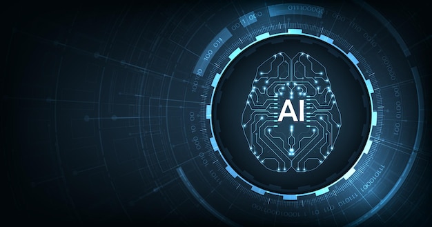 electronic brain and concept of artificial intelligence ai