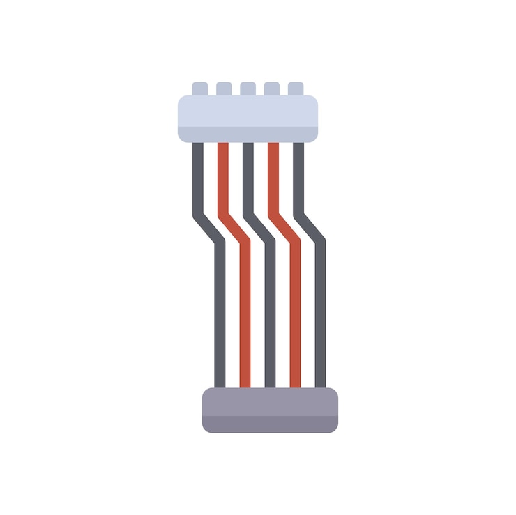 Vector electronic cable connecting hardware components with colored wires