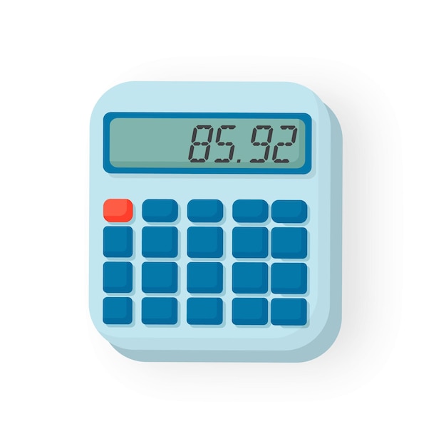 Electronic calculator with shadow in flat style. digital keypad math isolated device.