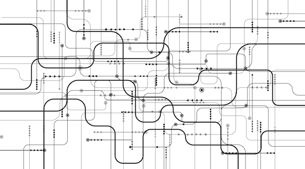 Vector electronic circuit on white background