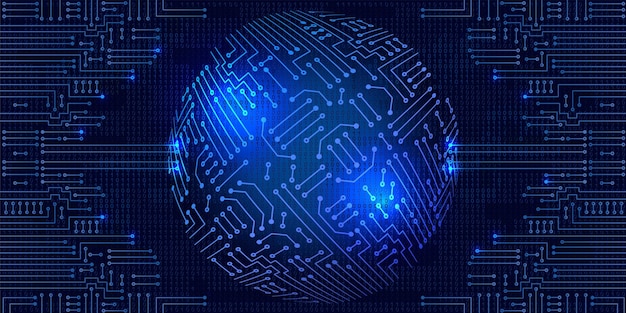 electronic circuit with binary code and sphere