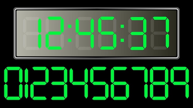 Vector electronic clock a set of digits for an electronic watch