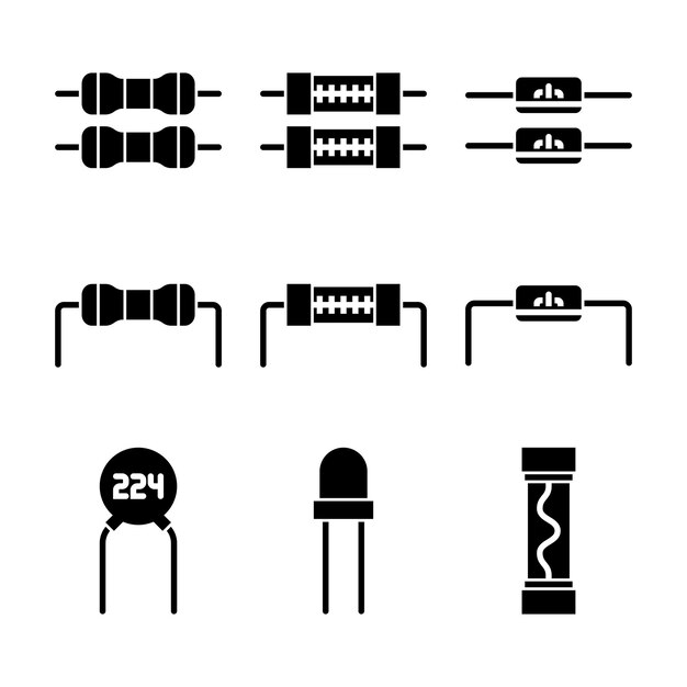 Иконки векторных элементов электронных компонентов