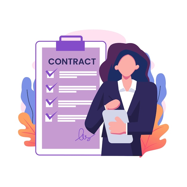 Electronic contract flat style illustration design