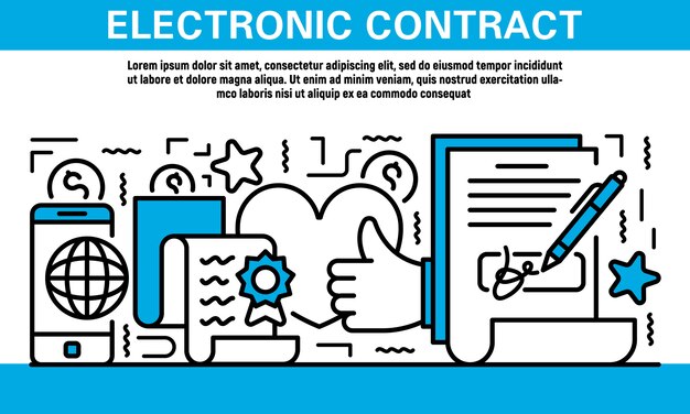 Icona del contratto elettronico impostato in stile struttura