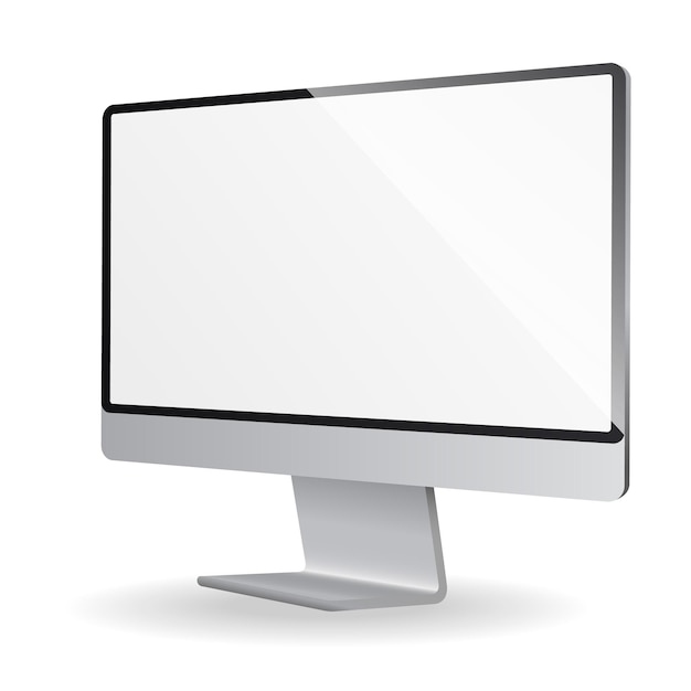 Mockup del dispositivo elettronico monitor desktop bianco nuova versione del moderno modello di gadget hardware premium con ombra isolata su sfondo bianco