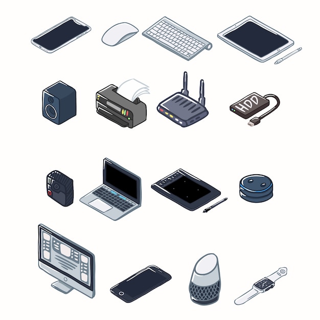 Vettore set di dispositivi elettronici