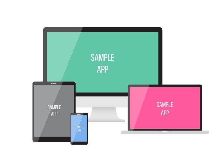 Vector electronic devices on white background 