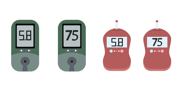 Glucometro elettronico con valori normali. test della glicemia del diabete. controllo del diabete