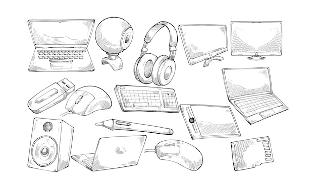 Vector electronic handdrawn collection