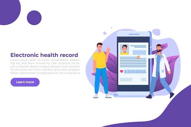 Electronic health record concept. online healthy electronic check list. vector illustration.