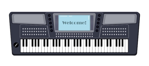 Вектор Электронный синтезатор клавишных инструментов на белом фоне