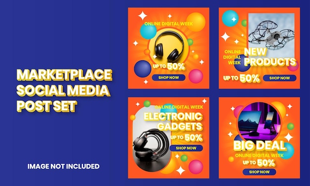 Electronic Marketplace Social Media Post Set