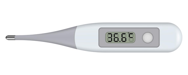 온도를 보여주는 디지털 온도계 측정을 위한 전자 의료 온도계 상위 뷰 벡터 그림