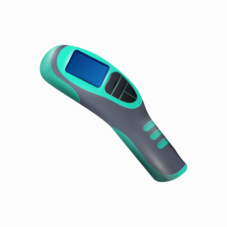 Vector electronic modern thermometer with screen for displaying body temperature