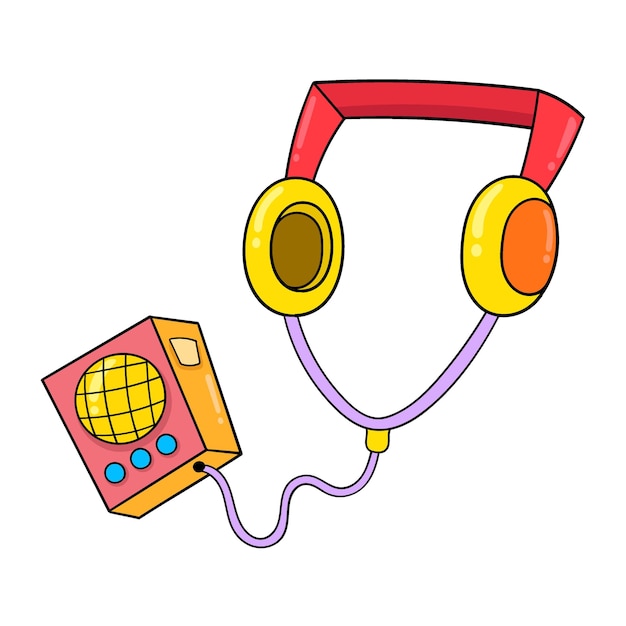 Vector electronic mp3 player multimedia doodle icon drawing