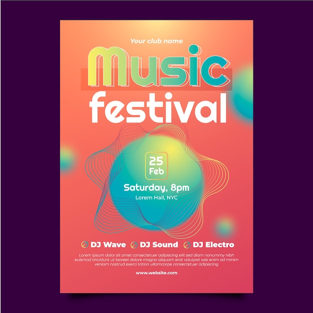 Vector electronic music event vertical poster template