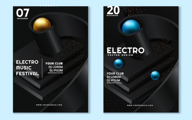 Electronic music fest and electro summer wave poster. 