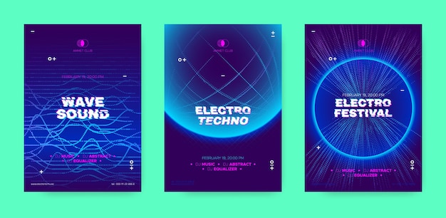 Плакаты фестиваля электронной музыки dj party флаеры дизайн