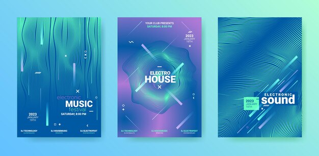 Electronic music festival posters dj party flyers design