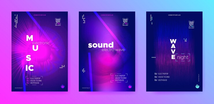 Vector electronic music festival posters dj party flyers design