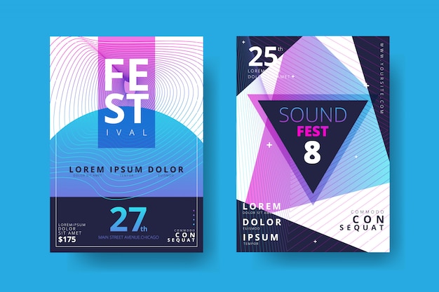 Vector electronic music poster collection