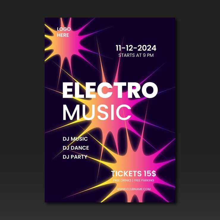 Electronic Music Poster Vector Template
