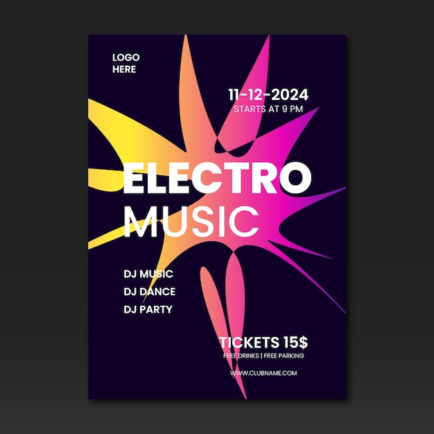 Electronic Music Poster Vector Template