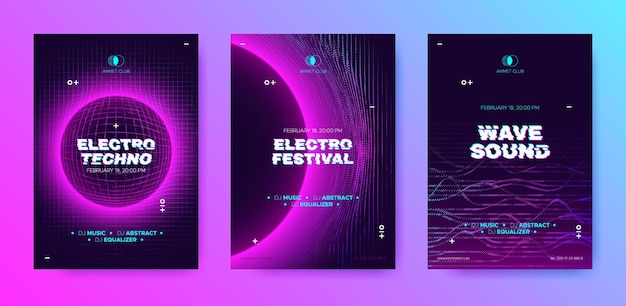 Electronic music posters set