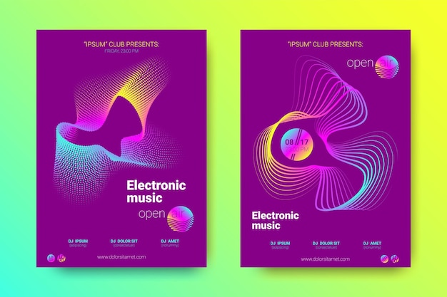 Electronic music posters set