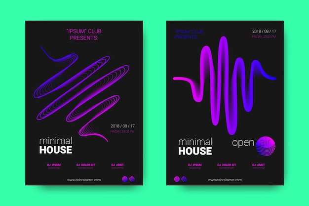 Electronic music posters set