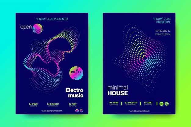 Vettore set di poster musicali elettronici