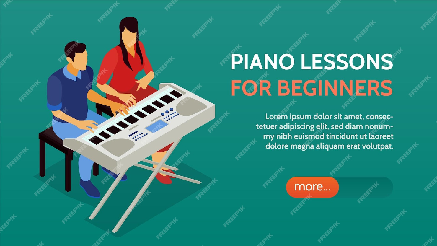 Premium Vector | Electronic piano lessons for beginners intermediate