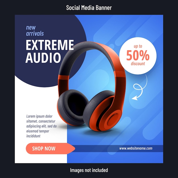 Vector electronic product promotion or offer sale social media banner or post template