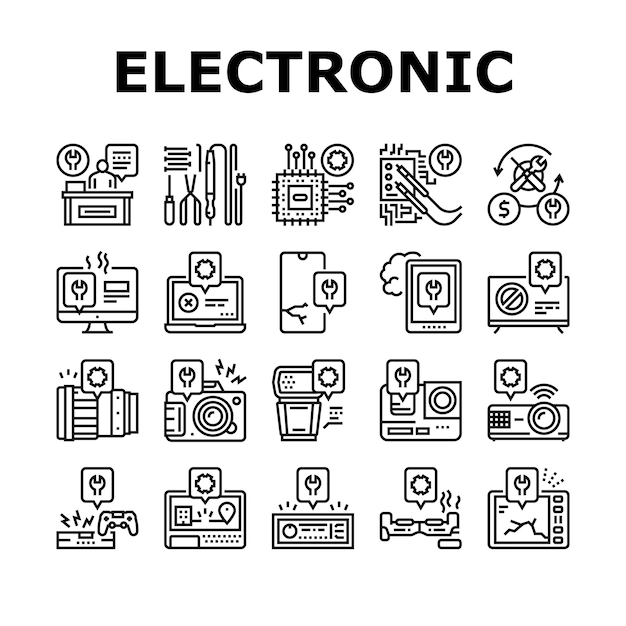 電子修理コレクションのアイコンのベクトルを設定