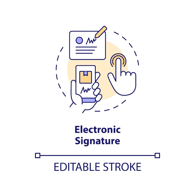 Vector electronic signature concept icon