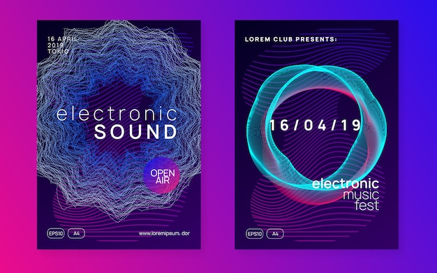 Vector electronic sound fest. club event flyer.