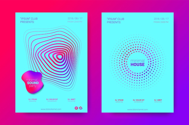 Electronic sound flyers templates set for music festival