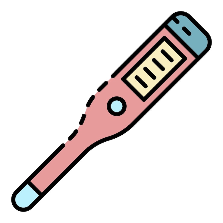 Vector electronic thermometer icon outline electronic thermometer vector icon color flat isolated