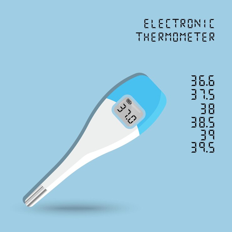 Vector electronic thermometer in vector illustration