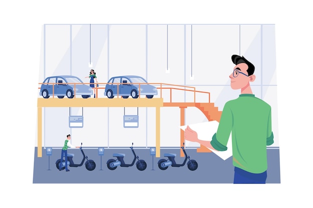 electronic vehicle center illustration concept