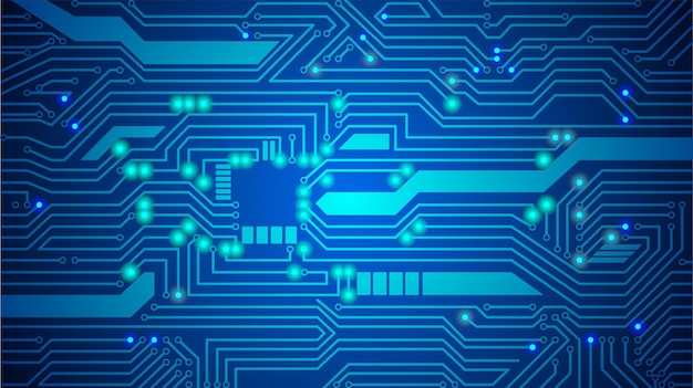 Vettore scheda elettronica concetto di tecnologia di ingegneria dei circuiti sistema di connessione dati digitali ad alta tecnologia o progettazione di microcircuiti elettronici per computer