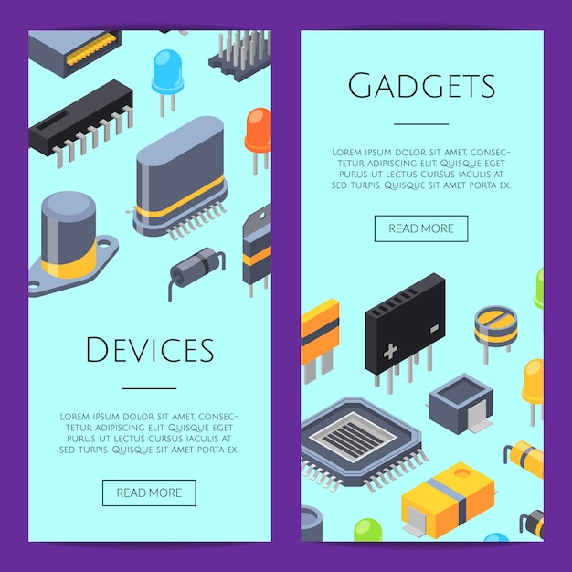 Vector electronics cards.  microchips and electronic parts