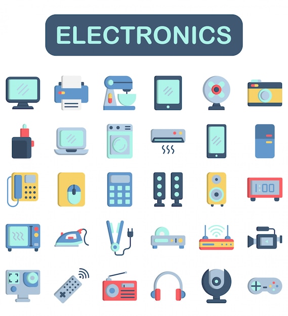 Electronics icons set,