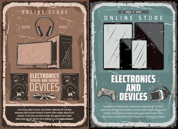 Vettore negozio online di elettronica e dispositivi intelligenti