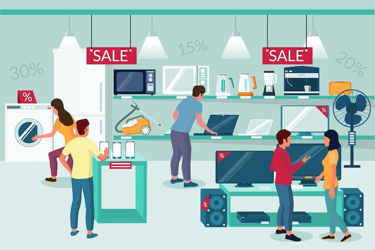 Vector electronics store sale promotion vector flat illustration