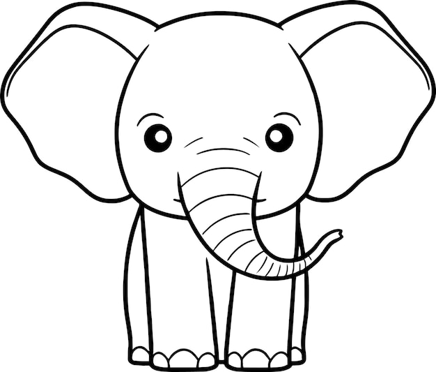 Elefant vector illustratie Zwart-wit contour Elefant kleurboek of pagina voor kinderen
