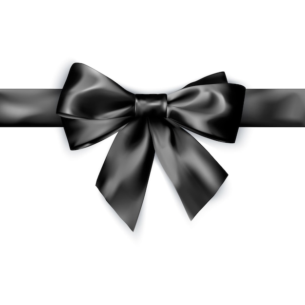 Elegance black satin bow with ribbon.