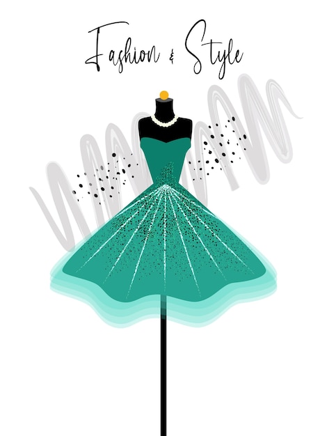 A elegance dress on mannequin fashion illustration