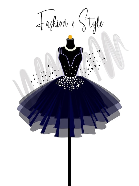 A elegance dress on mannequin fashion illustration